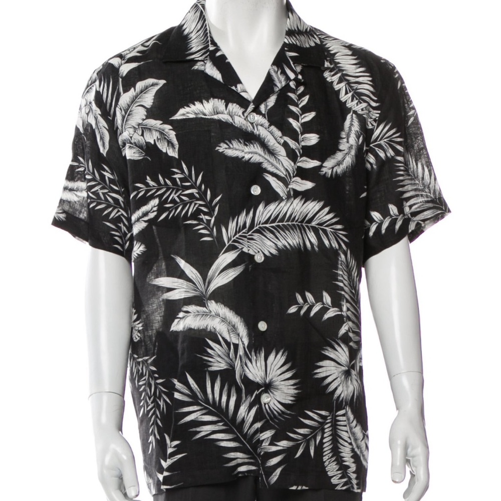 Ralph Lauren Purple Label Men’s Linen Button Down Short Sleeve Tropical